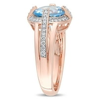 Miabella ženski karat T. G. W. Nebesko plavi Topaz i karat T. W. dijamant 14kt prsten od ružičastog zlata