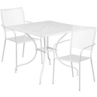 Flash nameštaj Oia komercijalni razred 35.5 Kvadratni bijeli zatvoreni čelični čelični stol set sa kvadratnim