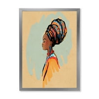PROIZVODNJAK Portret afričke američke žene s turban II Moderna uramljena umjetnička štampa