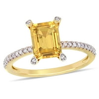Miabella ženski 1-karatni T. G. W. citrin karat T. W. dijamant 10kt osmougaoni prsten od žutog zlata