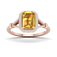 Imperial Gemstone 10k Rose Gold Smaragd CITRINE CT TW Diamond Halo Split Shank ženski prsten