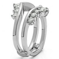 Štitnik prstena u stilu ševrona sa okruglim kamenjem u Sterling srebru