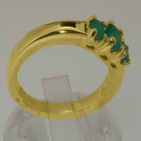 Britanski 9k žuti zlatni prirodni smaragdni ženski zaručnički prsten-Opcije veličine-veličina 6