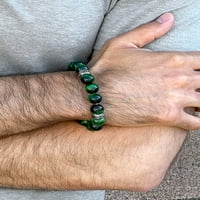 Obalni nakit muški zeleni tigrovo oko kamen od nerđajućeg čelika Akcenti rastezljiva narukvica od perli
