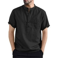Pgeraug muška majica stand-up ovratnik kratki rukavi sa džepom polo majice za muškarce crna 2xl