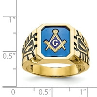 Primal Gold Karat žuto zlato plavi akril muški masonski prsten