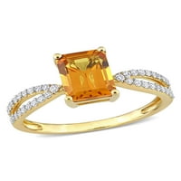 1- Carat t.g.w. Madeira Citrine i Carat T.W. Diamond 14kt Žuti zlatni zvezni prsten