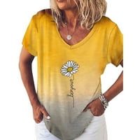 Ženska kratka rukava V-izrez ženska Casual Moda labava majica sa V-izrezom štampana kratko rukav Tops