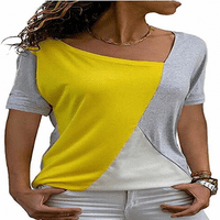 FCPHOME Plus size Ženska majica Tunic Ležerne prilike kratkih rukava Podudaranje Splice Svakodnevna bluza