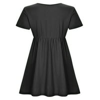 Voguele Women Midi haljina Henley haljine V izrez Ljeto plaže sandress a-line seksi crni xl