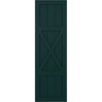 Ekena Millwork 15 W 63 H True Fit PVC Centar X-Board seoska kuća sa fiksnim nosačem, termo zelena