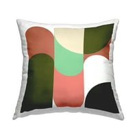 Stupell Industries Retro ružičasto zeleni geometrijski zakrivljeni oblici dizajn Daphne Polselli jastuk