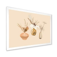 Designart 'Zlatne Vaze Sa Buketima Poljskog Cvijeća I' Tradicionalni Uokvireni Umjetnički Print