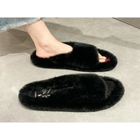 Rotosw ženske plišane papuče okruglog prsta Fuzzy papuče protiv klizača prozračne ravne kućne cipele spavaće