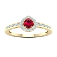 Carski dragi kamen 10k kruška od žutog zlata Ruby CT TW dijamantski Halo ženski prsten