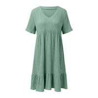 xiuh ljetna haljina ženske haljine casual t-shirt haljina kratki rukav v izrez midi haljina jednobojna