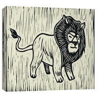 Slike, Lion Linocut, 20x16, dekorativna platna zidna Umjetnost