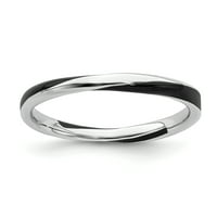 Izrazi slaganja Sterling Silver uvijeni crni emajlirani prsten