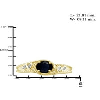 1. Carat t.g.w. Safirni dragulj i bijeli dijamantni naglasak zlato preko sterlinga srebrni prsten