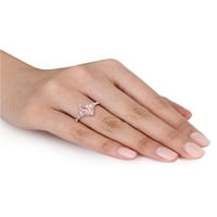 1- Carat t.g.w. Morganitni i bijeli safir i dijamantski naglasak 10kt ružio zlatni vintage prsten