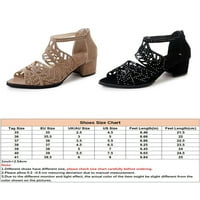 Oucaili Womens Sandal sandala Zip Up Chunky Heels Cuton Fashion Peep Toe Haljina cipela za cipele Ležerne