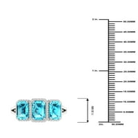 Imperial Gemstone 10k bijeli zlatni smaragdni rez Swiss Blue Topaz CT TW Diamond Tri kamena halo ženski