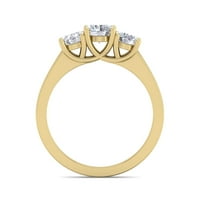 Superjeweler Carat Moissite Tri kameni prsten u karatu žuto zlato za žene
