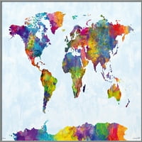 Mapa svijeta - uokvireni adekolor Art Poster