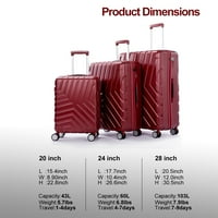Komad kofera za prtljag, hardshell prtljažni Set sa Spinner točkovima, proširivi putni koferi PC+ABS sa