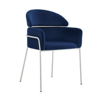Portia plava baršuna i brušena nehrđajuća stolica za trpezariju - set od 2