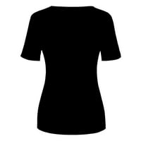 Ženski vrhovi bluza štampana kratki rukav Casual ženske majice Crew Neck Summer Red 2XL