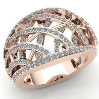 Originalni 1.5 ct okrugli rez dijamant dame Bridal CrissCross godišnjica vjenčanje Band solidan 14k ruža,