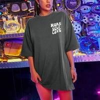 BadyminCSL prevelike majice za žene plus Size Slogan grafički pad ramena kratki rukavi vrhovi ljetni labavi
