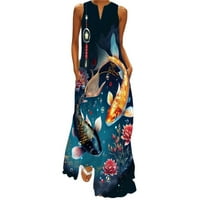 LisingTool haljine za žene Žene Ljeto Ležerne prilike bez rukava V izrez Maxi Labava haljina Boho Beach