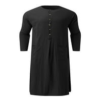 Muška majica Crew Crw Kaftan Thobe Dugi rukav Musliman HOBE Comfy haljina dnevna haljina crna s