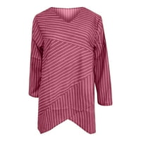 Štednja košulje za žene kratki rukav Criss Cross prugasti teen Grils Moda Odjeća V-izrez Tee Shirt Casual Comfy pulover Tops Womens Summer Tops Red L