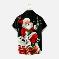 Muška Tops klirens muške Božić štampani jedan džep Božić košulju Casual labave štampani džep košulju Flash