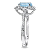 Miabella ženski 1-karatni T. G. W. Ovalni rez Nebesko plavi Topaz okrugli rez bijeli safir i karatni T. W. okrugli dijamant 10kt bijeli Zlatni oreol prsten