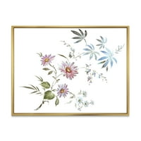 Ružičasto-plavo divlje cvijeće i uramljeno slikarstvo platno Art Print