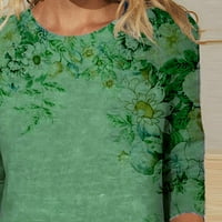 Ženski vrhovi klirens ženske opruge štampane srednje dužine dugi rukavi Casual Tee Tops T Shirt Clearance Green