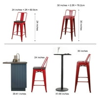 Dizajn grupa Counter visina srednje leđa metalne stolice sa drvenom sjedište, Crvena, Set 4