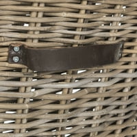 CA 18''h pletena blagovaonica sa kožnom ručicom sivom bojom
