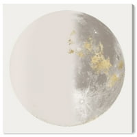 Wynwood Studio 'Moon Light III' Astronomija i svemirski zid Art Canvas Print - siva, zlatna, 12 12