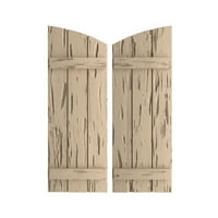 Ekena Millwork 1 2 W 74 H Timberthane Pecky Cypress tri ploče spojena ploča-n-letva w eliptične gornje Fau drvene Rolete, premazane Tan