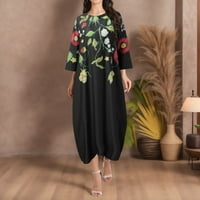 Velika ženska haljina ljetna haljina Halter izrez Maxi haljina s rukavima za žensko ljeto cvjetno tiskovina