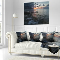 Designart tamna Mediteranska Zora na plaži-moderni jastuk za bacanje mora-16x16