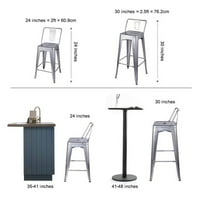 Dizajn grupa Counter visina srednji leđa metalne stolice, Sliver, Set 2