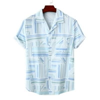 Tshirt Muškarci Širenje Ovratnik Plaža Košulje Casual Havajske Košulje Casual Prugaste Košulje Poslovni