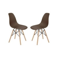 Teamson home allan plastična bočna stolica sa drvenim nogama od 2, smeđe boje