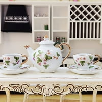 Skindy Set Dollhouse Tea set za čaj - Realistični ukras, skala mini keramički pribor za čaj za kuhinju